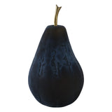 Tiverton Small Glass Pear Figurine, 12" Glossy Black Decorative Tabletop Sculpture