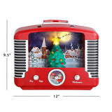 Mr. Christmas 12" Nostalgic Tree Radio, Red with LED Village Scene & 3 Pre-Programmed Stations
