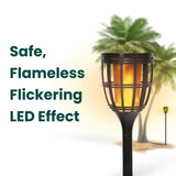 Techko Solar Outdoor Torch Lights, 2-Pack, Flickering Flame & Steady Light, 3-in-1 Design