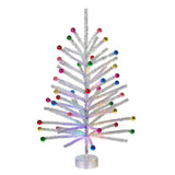 Mr. Christmas 4ft Rotating Silver Tinsel Christmas Tree with 30 Ornaments & Built-In Color Wheel
