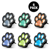 Bell + Howell Solar Paw Print Color Changing LED Pathway Lights, 6-Pack