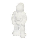 White Ceramic Astronaut Statue, 12" Glossy Stoneware Figurine, Space-Themed Tabletop Décor