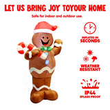 Joyfy 5 ft Gingerbread Man Christmas Inflatable with Candy Canes, Warm White LEDs