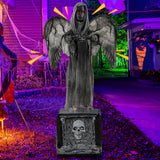 Costway 5.5 ft Halloween Animatronic Praying Angel, Shaking Wings, Red Light-Up Eyes & Spooky Sounds