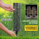Bell + Howell Solar Bollard Pathway Lights, 4-Pack, 3500K LED