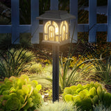 C Cattleya Solar LED Pathway Lights, Black Lantern Style, 3000K Warm White
