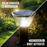 Bell + Howell 12" Solar LED Bollard Pathway Light, 350 Lumens, 3 Color Modes with Ground Stakes