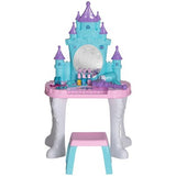 Qaba Kids Vanity Set with Light-Up Mirror, Music, Stool & Pretend Beauty Accessories