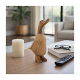 Natural Wood Duck in Boots Figurine, Approximately 9", Brown & Tan Tabletop Décor