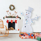 Costway 5 ft Lighted Christmas Snowman, 140 Cold White LEDs, Hat, Scarf & Stars
