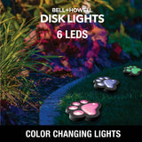 Bell + Howell Solar Paw Print Color Changing LED Pathway Lights, 6-Pack