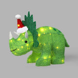 Wondershop 18" Lighted Green Tinsel Dinosaur with Santa Hat, 50 White LEDs