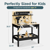 Best Choice Products Wooden Kids Workbench with Battery-Powered Toy Drill, Tool Set & Chalkboard