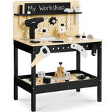 Best Choice Products Wooden Kids Workbench with Battery-Powered Toy Drill, Tool Set & Chalkboard