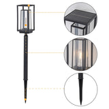 C Cattleya Solar LED Path Lights, 4-Pack, Black, 3000K Warm White, 28" with Stakes