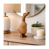 Natural Wood Duck in Boots Figurine, Approximately 9", Brown & Tan Tabletop Décor