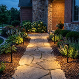 C Cattleya Solar LED Pathway Lights, 6-Pack, Adjustable Height up to 19.25", Black, 3000K Warm White