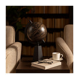 Exeter Decorative Globe with Mango Wood Base, 11", Black & Brown Tabletop Accent