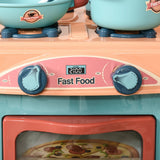 Qaba Kids Kitchen Food Stand Playset with Cash Register, Play Food & Accessories