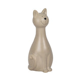8.75" White Ceramic Cat Figurine, Speckled Matte Stoneware, Minimalist Tabletop & Shelf Décor