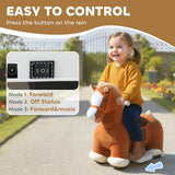 Qaba 6V Electric Ride-On Horse with Music, Foot Pedal & Washable Cover