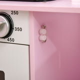 Qaba Pink Pretend Play Kitchen with Stove Lights, Sounds, Storage & Cooking Accessories