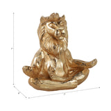 Gold Meditating Lion Figurine, 7" Polyresin Yoga Pose Statue, Indoor Zen Décor