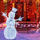 Costway 5 ft Lighted Christmas Snowman, 140 Cold White LEDs, Hat, Scarf & Stars