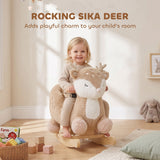 Qaba Spotted Deer Plush Rocking Horse with Sounds, Seat Belt & Rocking Stopper