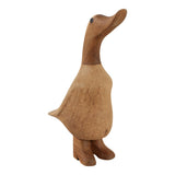 Natural Wood Duck in Boots Figurine, Approximately 9", Brown & Tan Tabletop Décor