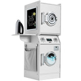 Best Choice Products Kids Wooden Stacked Washer & Dryer Playset with Toy Iron, Laundry Bag & Storage