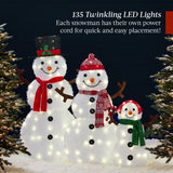 Best Choice Products 3-Piece Lighted Snowman Family, 4 ft 2D Yard Décor, 135 Twinkling White LEDs