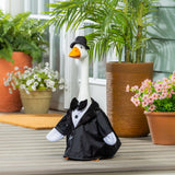 Evergreen Giddy the Goose White Metal Porch Statue, 21" Tall, Indoor & Outdoor Garden Décor