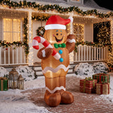 Joyfy 5 ft Gingerbread Man Christmas Inflatable with Candy Canes, Warm White LEDs