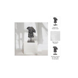 26" Gray Cracked Torso Sculpture, Resin Statue, Modern Indoor Décor