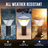 Bell + Howell 12" Solar LED Bollard Pathway Light, 350 Lumens, 3 Color Modes with Ground Stakes
