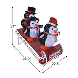 Mr. Christmas 38" Animated Outdoor Sledding Penguins with Chasing Lights & 6-Hour Timer
