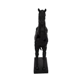 17" Black Horse Statue, Resin Sculpture with Woven-Pattern Design, Tabletop Décor
