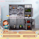 Qaba Wooden Play Kitchen with Lights, Sounds, Pretend Appliances & Cooking Accessories