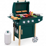 Best Choice Products Kids Wooden BBQ Grill Playset with 28 Accessories, Storage & Wheels