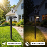 C Cattleya Solar LED Pathway Lights, 6-Pack, Adjustable Height up to 19.25", Black, 3000K Warm White