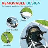Qaba 3-in-1 Toddler Push Car with Canopy, Removable Handle, Lights & Music