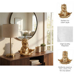 Gold Meditating Lion Figurine, 7" Polyresin Yoga Pose Statue, Indoor Zen Décor