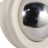 White & Silver Resin Knot Sculpture with Stainless Steel Sphere, 10" Tall Tabletop Décor