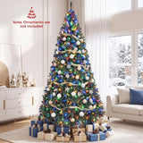 Costway Pre-Lit Hinged Artificial Christmas Tree, 4–9 ft, Warm White & Multicolor LEDs, 11 Lighting Modes