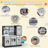 Qaba Wooden Play Kitchen with Lights, Sounds, Pretend Appliances & Cooking Accessories