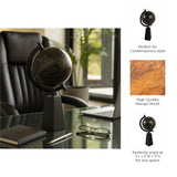 Exeter Decorative Globe with Mango Wood Base, 11", Black & Brown Tabletop Accent