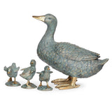 Roman 11" Tall Duck with Ducklings Garden Statue Set, 4-Piece, Gray Resin