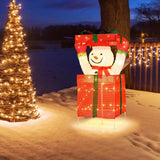Costway Lighted Snowman in Gift Box, 44.4" Christmas Decoration, 100 Warm LEDs