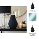 Tiverton Small Glass Pear Figurine, 12" Glossy Black Decorative Tabletop Sculpture